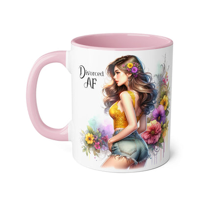 Divorced AF Floral Accent Mug, Humor Coffee Cup, Gift for Divorce Celebration, Self-Love Mug, Unique Present for Her