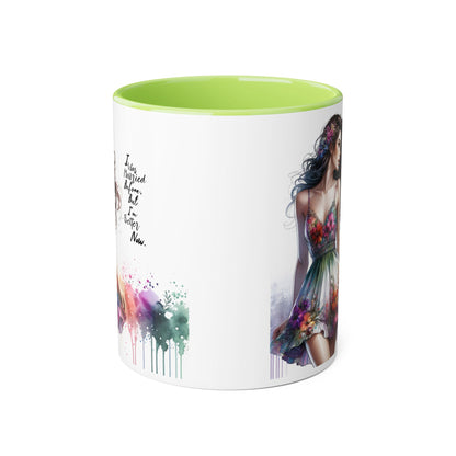 I Was Married Before But I'm Better Now Humoristic Floral Art Accent Mug, Inspirational Coffee Cup, Unique Gift for Her, Spring Decor, Creative Homeware