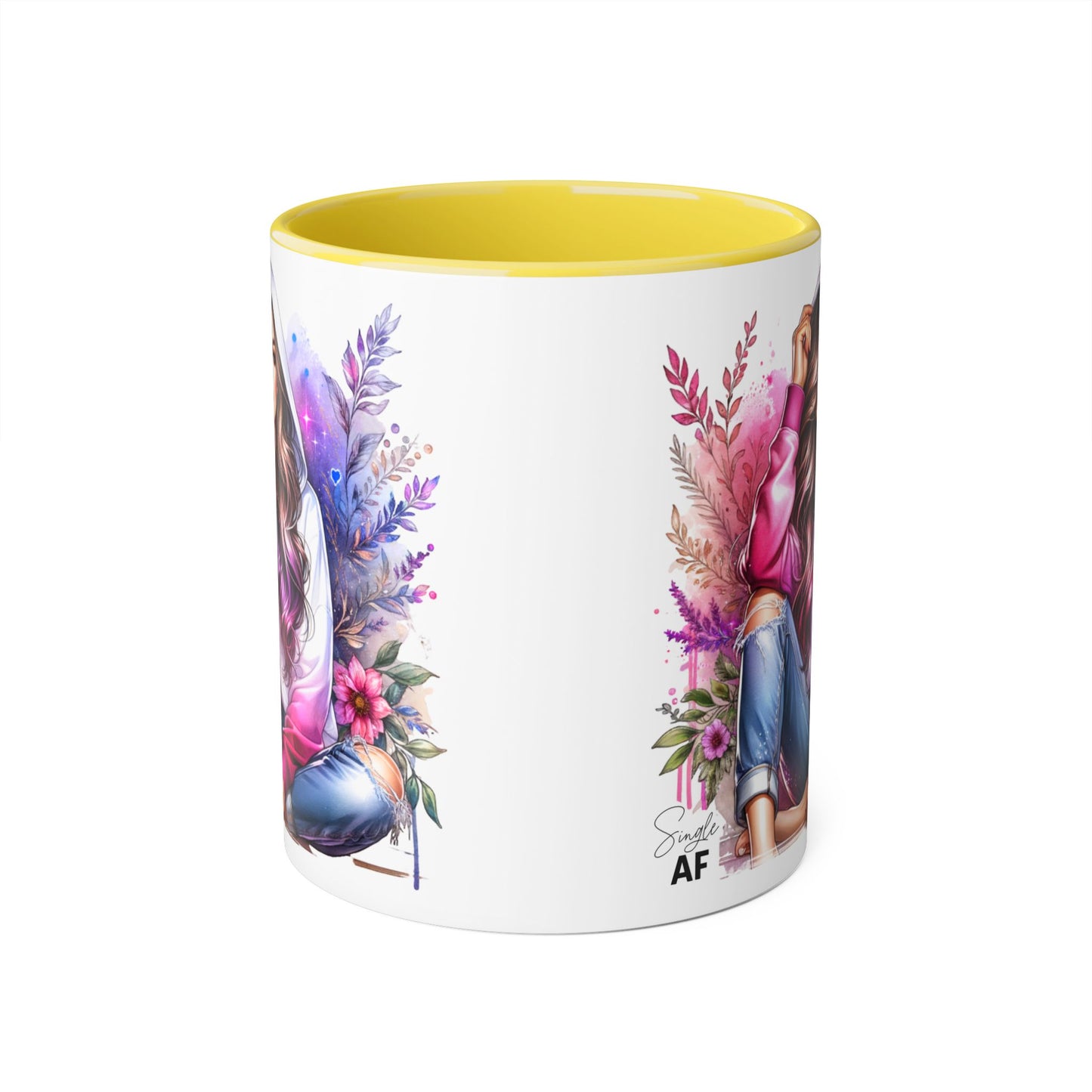 Single AF Stylish Accent Mugs for Coffee Lovers, Floral Art, Inspirational Gift, Appreciation Gift, Home Decor, Unique Mug Design