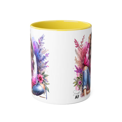 Single AF Stylish Accent Mugs for Coffee Lovers, Floral Art, Inspirational Gift, Appreciation Gift, Home Decor, Unique Mug Design