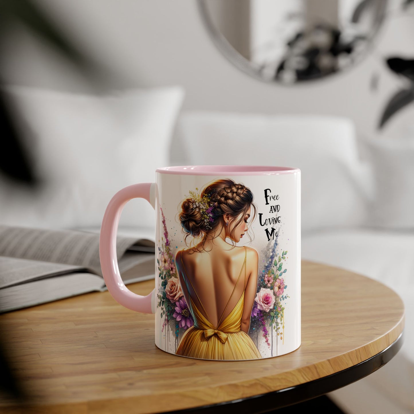 Floral Coffee Mug - Free and Loving Me, Artistic Gift for Her, Boho Style Coffee Cup, Inspirational Home Décor, Perfect for Birthdays, [...]