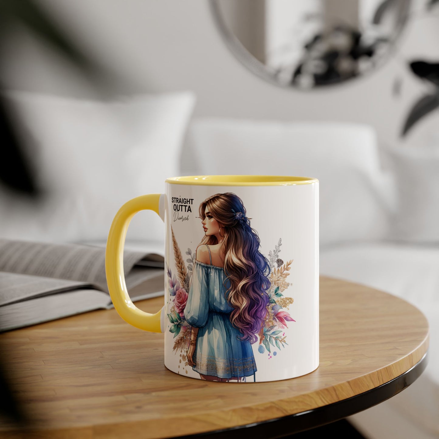 Straight Outta Divorced Humoristic Artistic Accent Mug -  Inspiring Gift for Her, Coffee Tea Cup, Home & Kitchen Decor, Personalized Unique Gift