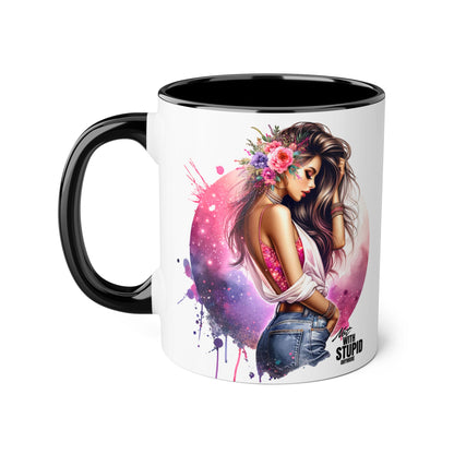 Not With Stupid Anymore Humoristic Artistic Accent Mug - Unique Drinkware for Art Lovers, Perfect Gift for Birthdays, Holidays, or Just Because