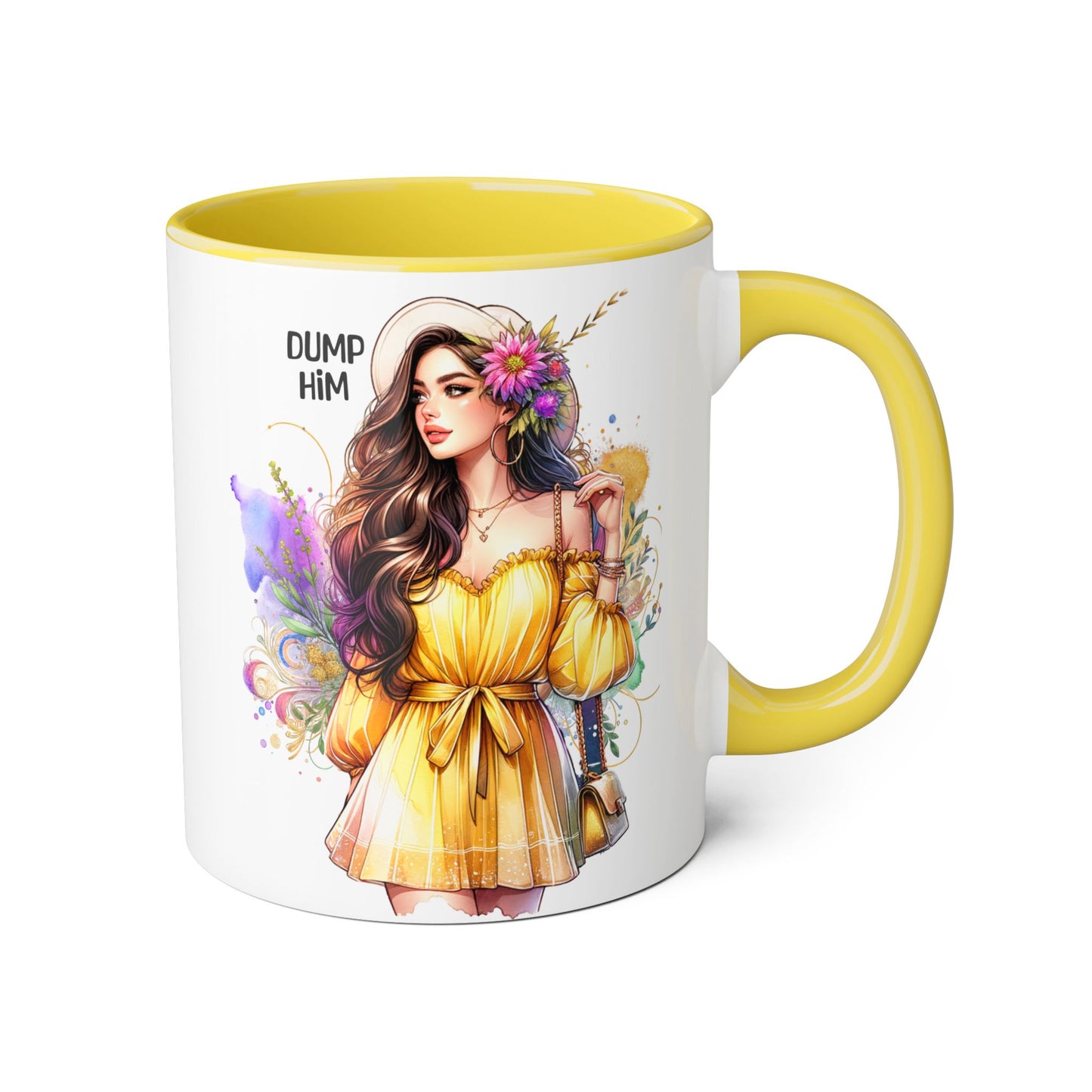 Chic Dump Him Coffee Mug, 11oz Accent Mug, Gift for Her, Statement Cup for Friends, Bold Design for Self-Love, Fun Coffee Breaks