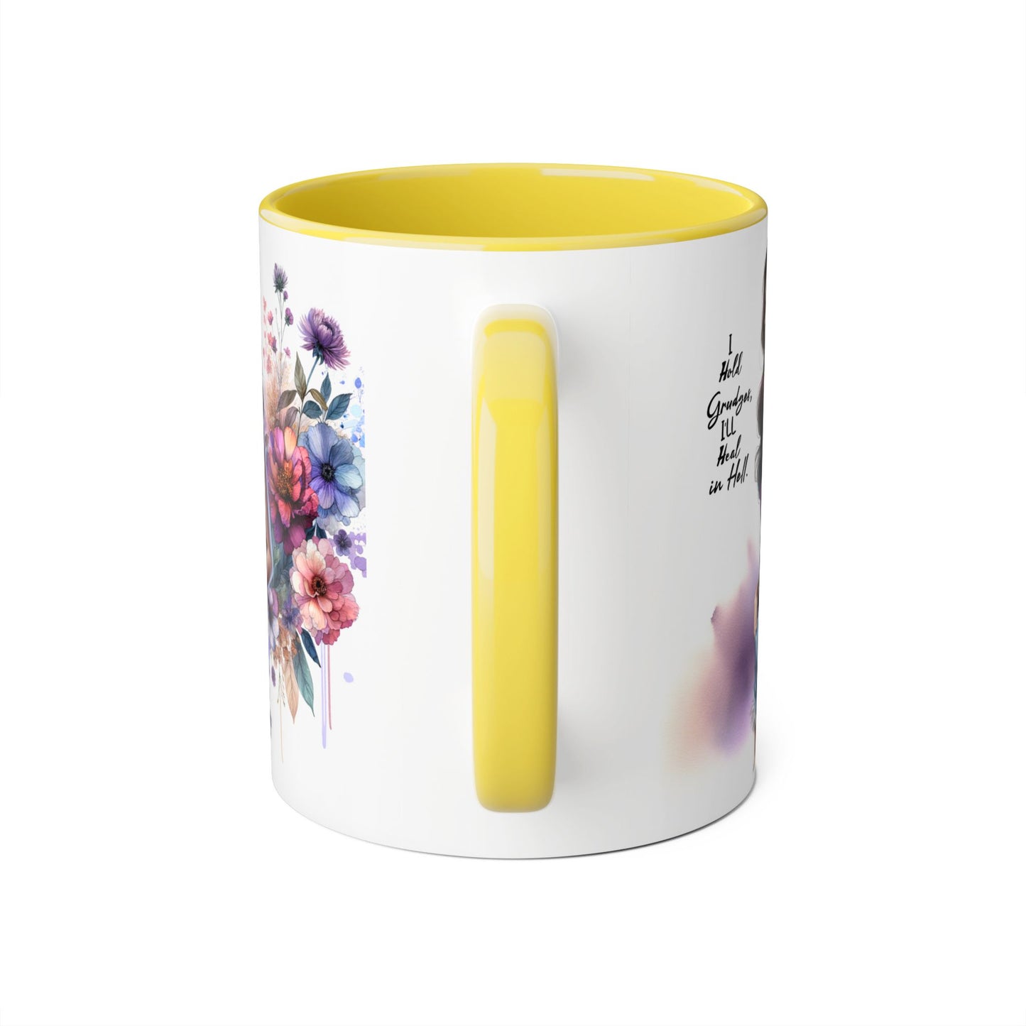 I Hold Grudges, I'll Heal in Hell Boho Floral Accent Mug - Perfect Gift for Grandmas, Coffee Lovers, Home Decor, Birthday, Mother's Day