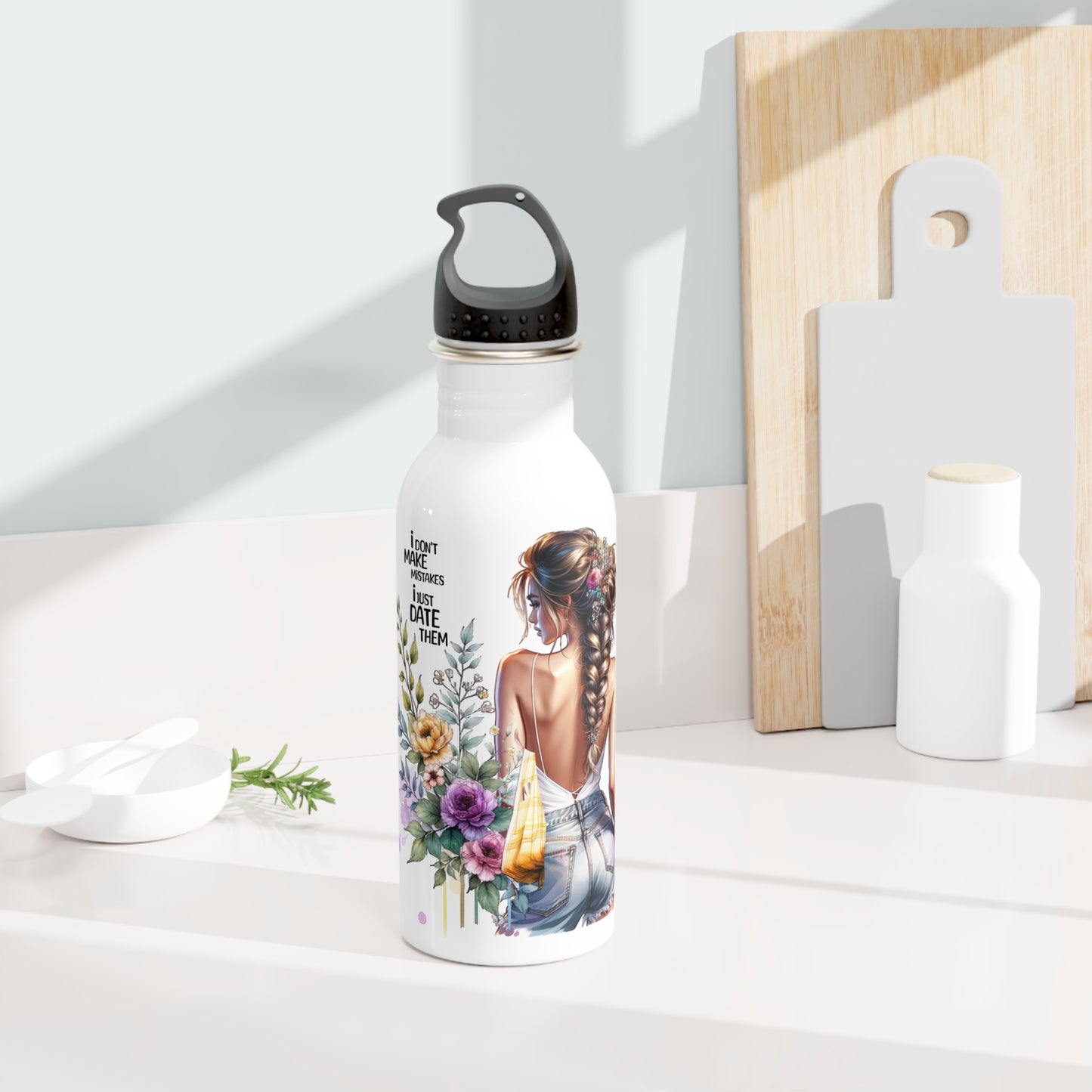 Floral Stainless Steel Water Bottle - "I Don't Make Mistakes, I Date Them" Quote, Eco-Friendly Drinkware, Summer Hydration, Gift for [...]