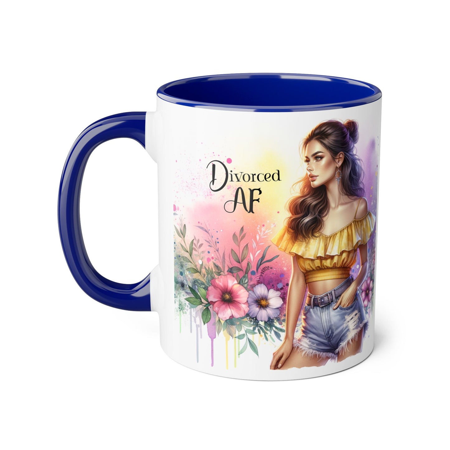 Divorced AF Accent Mug, Floral Coffee Cup, Empowerment Gift, Self-Care Mug, Funny Divorce Coffee Mug, Unique Drinkware