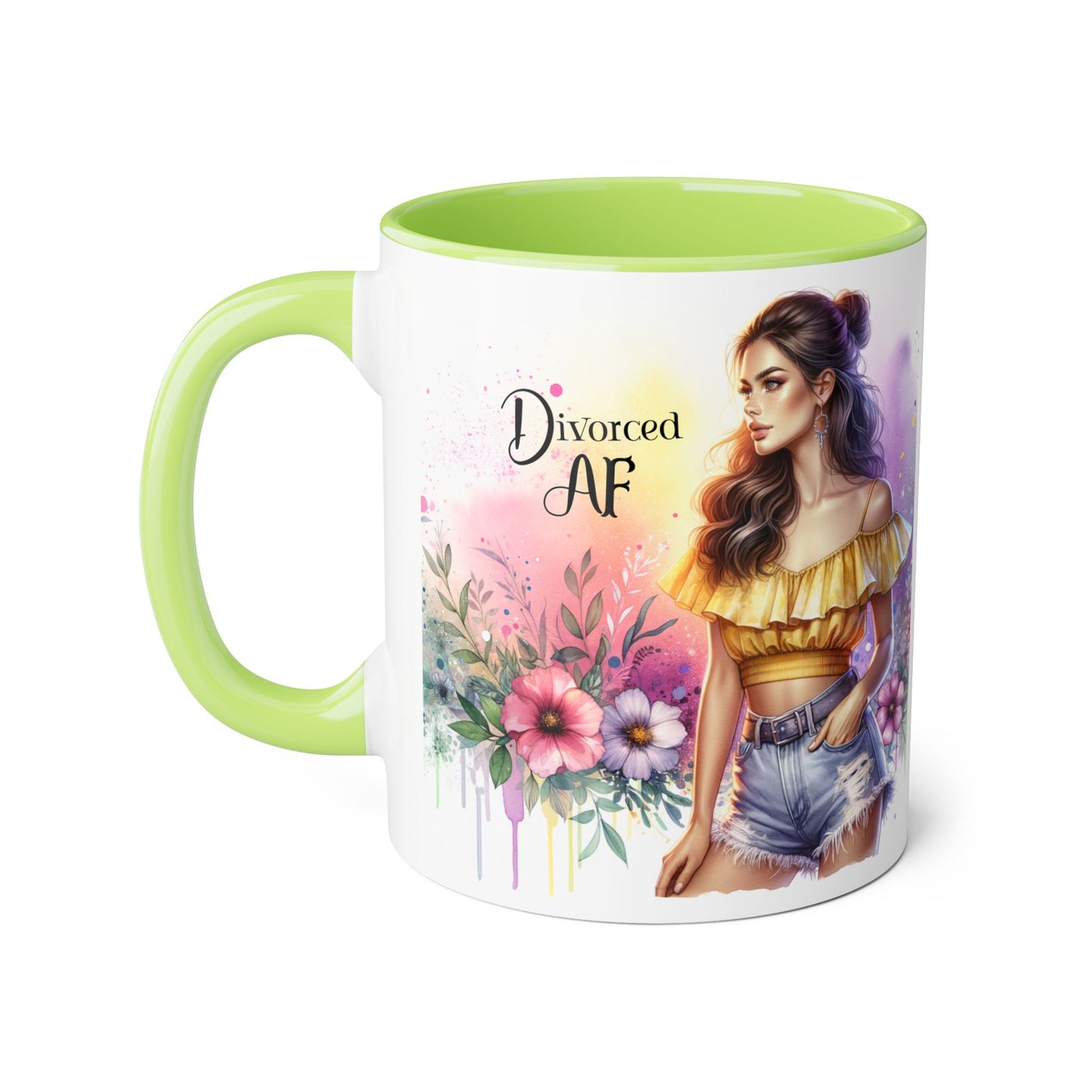 Divorced AF Accent Mug, Floral Coffee Cup, Empowerment Gift, Self-Care Mug, Funny Divorce Coffee Mug, Unique Drinkware