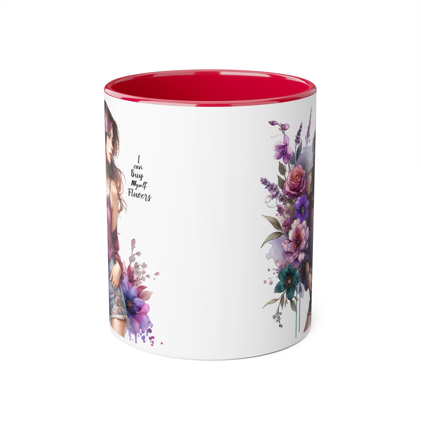 I Can Buy Myself Flowers Floral Art Accent Mug, 11oz Coffee Cup for Flower Lovers, Gift for Her, Boho Kitchen Decor, Unique Art Mug