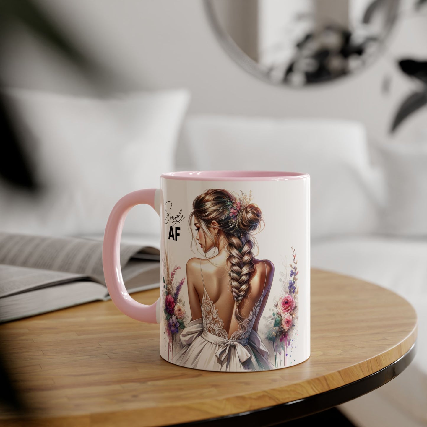 Floral Accent Mug - Simply AF | Perfect Gift for Friends, Coffee Lovers, Cozy Mornings, Home Decor, Wedding Celebrations