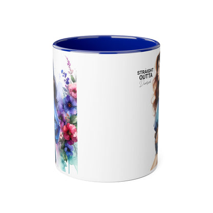 Straight Outta Divorced Humoristic Artistic Accent Mug, Personalized Gift for Coffee Lovers, Floral Design Mug, Straight Outta Mug, Creative Kitchenware, Unique Home Decor
