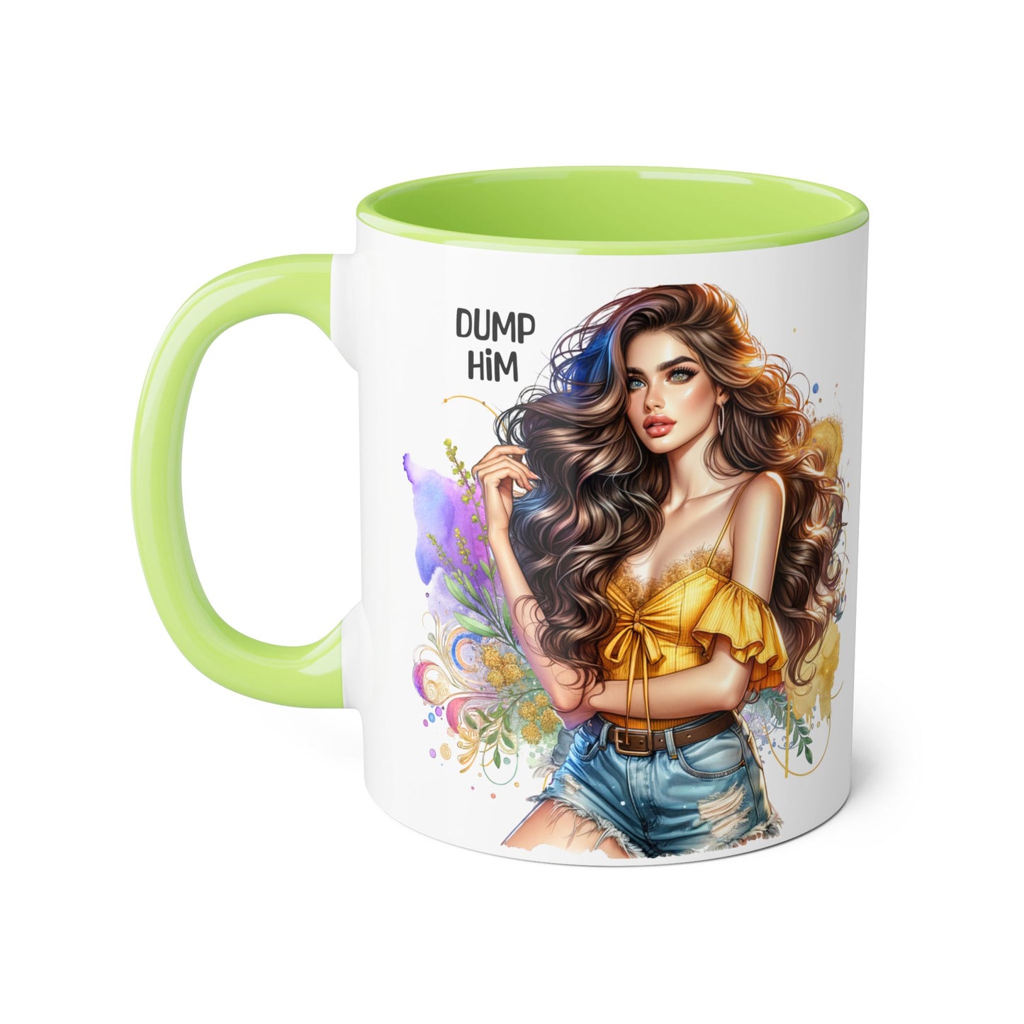 Sassy Accent Mug, Perfect Gift for Coffee Lovers, Celebrate Friendship, Dump Him Design, Stylish 11oz Coffee Cup, Unique Feminine Drinkware