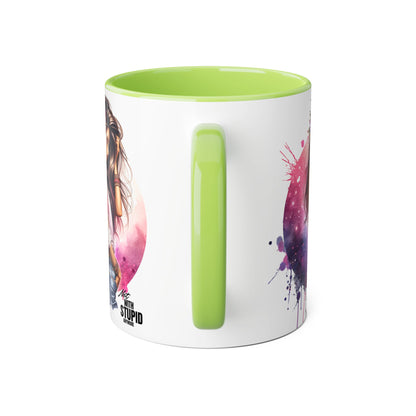 Not With Stupid Anymore Humoristic Artistic Accent Mug - Unique Drinkware for Art Lovers, Perfect Gift for Birthdays, Holidays, or Just Because