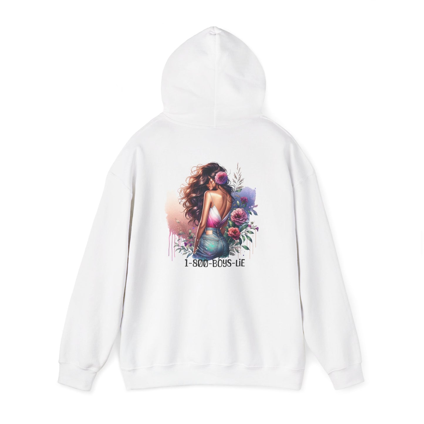 1-800-Boys-Lie Beautiful Floral Mermaid Hoodie - Unisex Heavy Blend™, Perfect for Cozy Days, Gifts, Beach Lovers, Everyday Wear