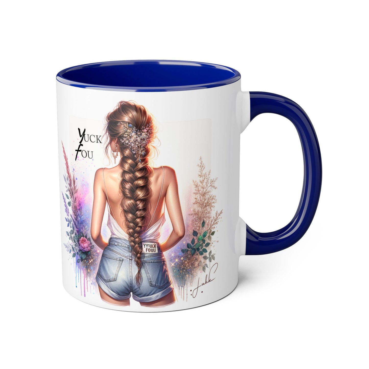 Yuck Fou Stylish Floral Accent Mug, Gift for Friends, Motivational Coffee Cup, Cute Home Decor, Art Lover's Mug, Perfect for Holidays
