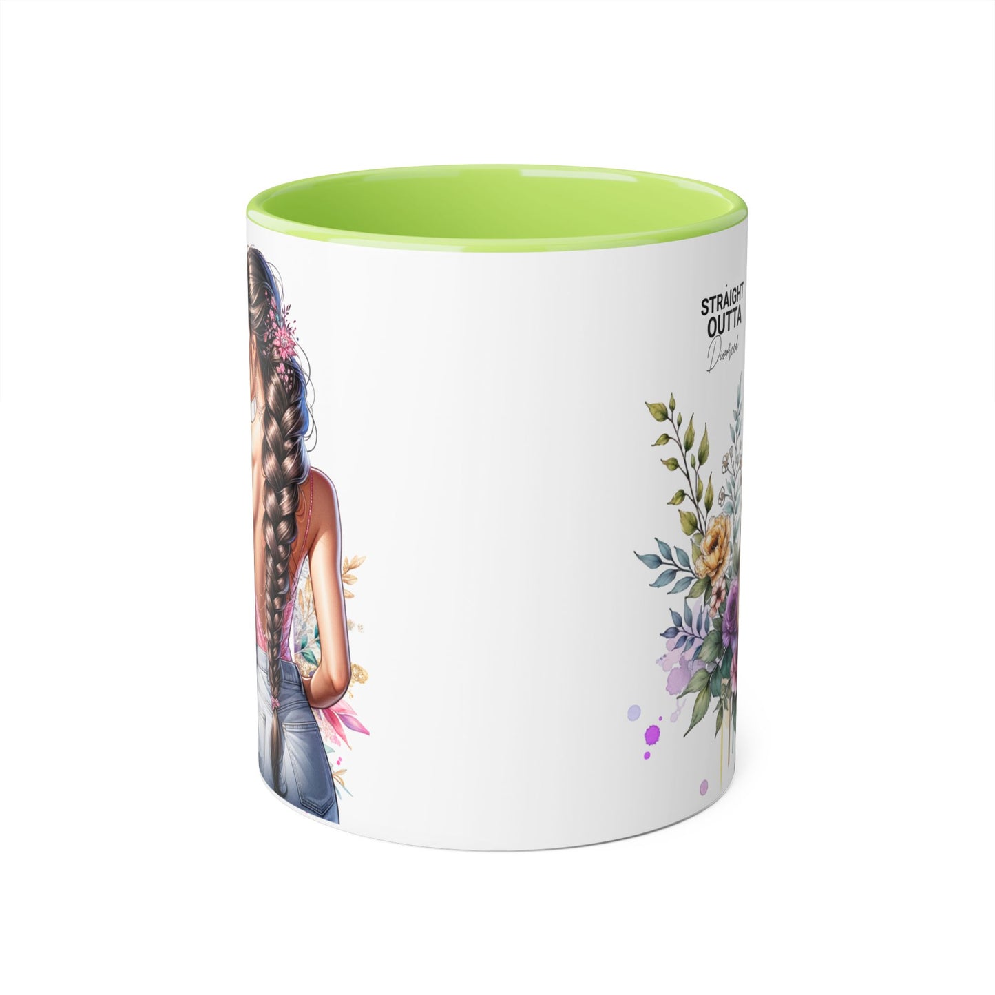 Straight Outta Divorced Humoristic Accent Mug | Floral Design Coffee Mug, Gift for Her, Inspirational Mug, Home Decor, Birthday Gift