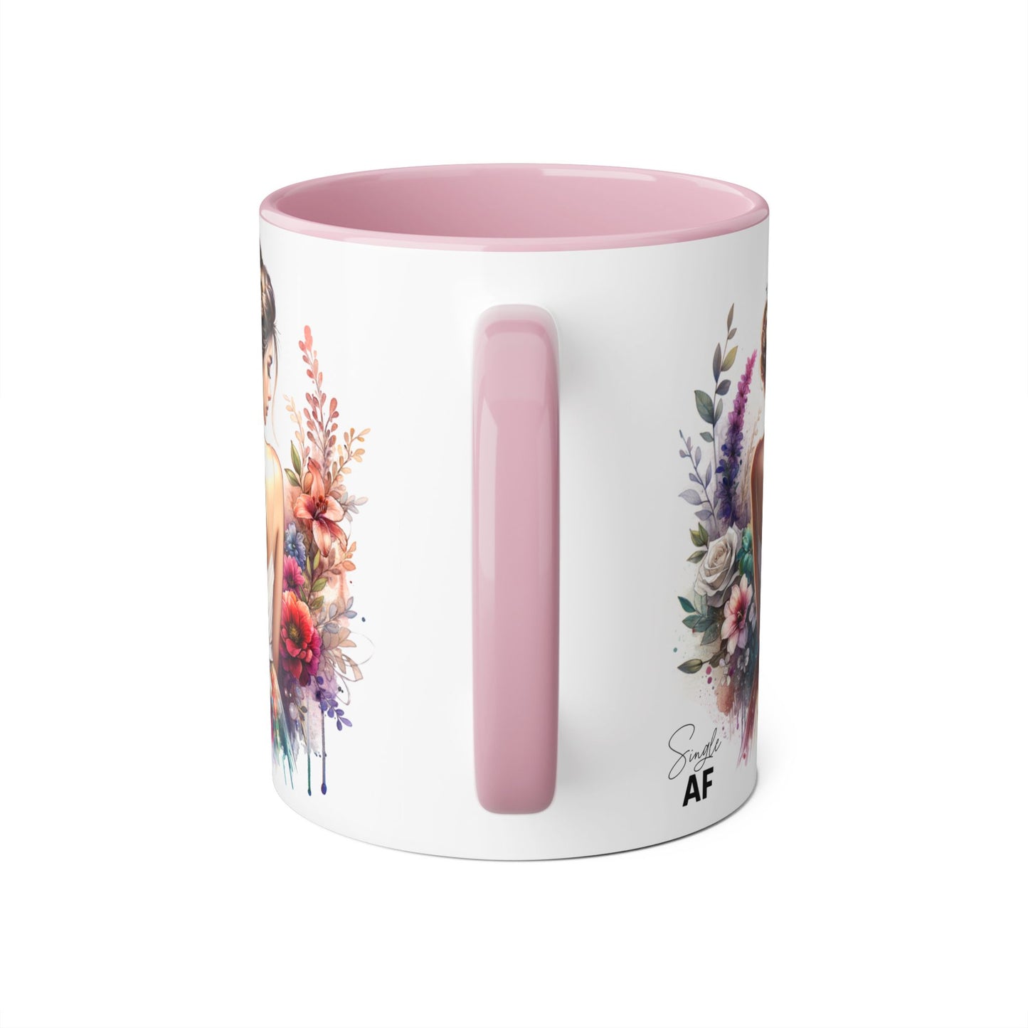 Single AF Floral Elegance Mug, Custom Coffee Cup, Gift for Her, Bridesmaid Present, Artful Design, Home Decor