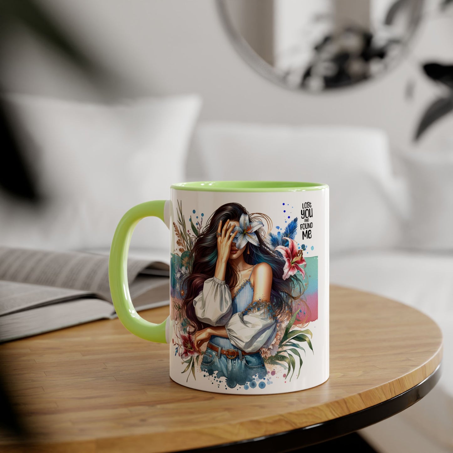 Lost You and Found Me Bohemian Accent Mug | Inspirational Gift for Her | Floral Coffee Cup | Unique Tea Mug | Art Lover's Drinkware