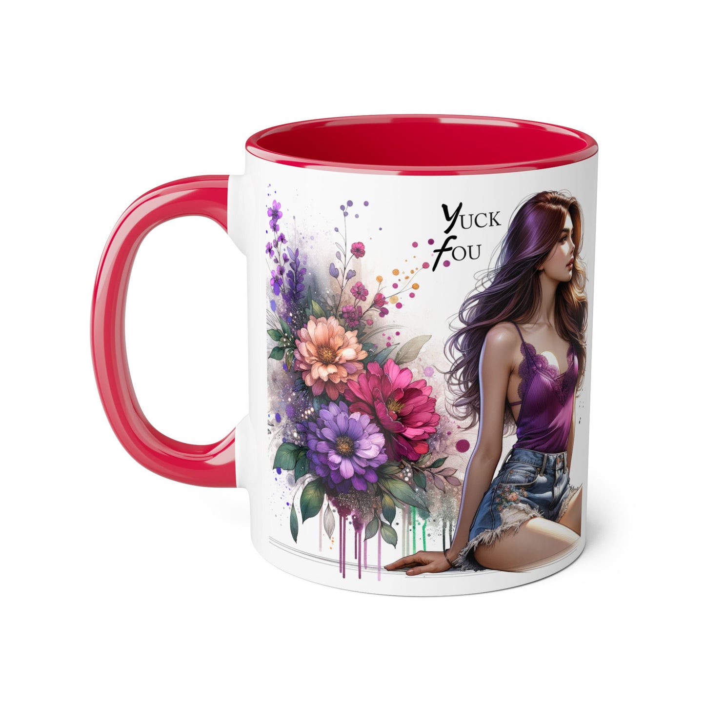 Yuck Fou Artistic Accent Mug - Vibrant Floral Design, Inspirational Gift, Coffee Lovers, Unique Home Decor, Perfect for Birthdays