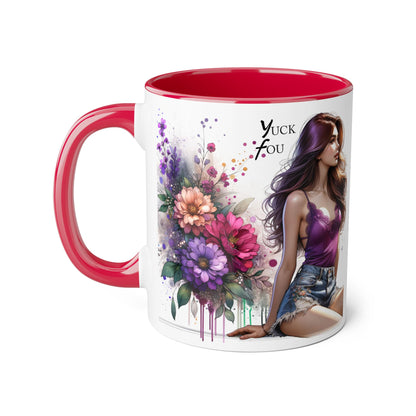 Yuck Fou Artistic Accent Mug - Vibrant Floral Design, Inspirational Gift, Coffee Lovers, Unique Home Decor, Perfect for Birthdays