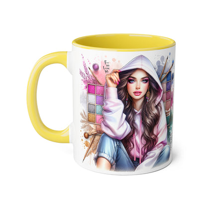 Free and Loving Me Artistic Accent Mugs, Fashionista Gift, Makeup Artist Coffee Cup, Unique Artistic Mug, Stylish Beverage Container, Creative Decor