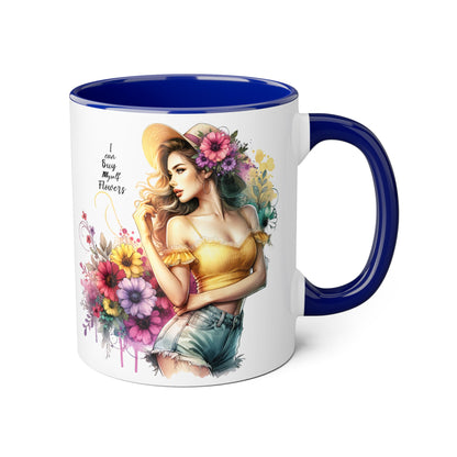 I Can Buy Myself Flowers Chic Floral Accent Mug, Coffee Cup, Gift for Flower Lovers, Tea Mug, Spring Decor, Mother's Day, Home Office Vibe