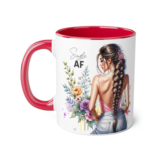 Single AF Chic Floral Coffee Mug, Single AF, Unique Gift for Her, Trendy Drinkware, Birthday Present, Home Decor, Tea Time, Self-Love