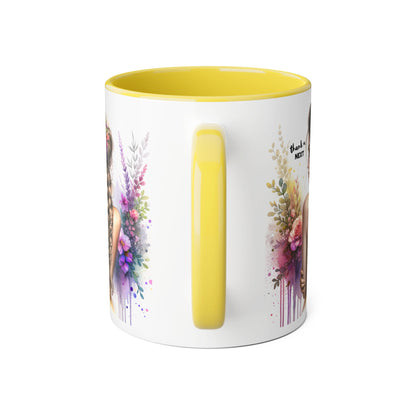 Thank U, Next Floral Art Accent Mug - Perfect Gift for Coffee Lovers, Boho Decor, Birthday, Tea Time, Home Office
