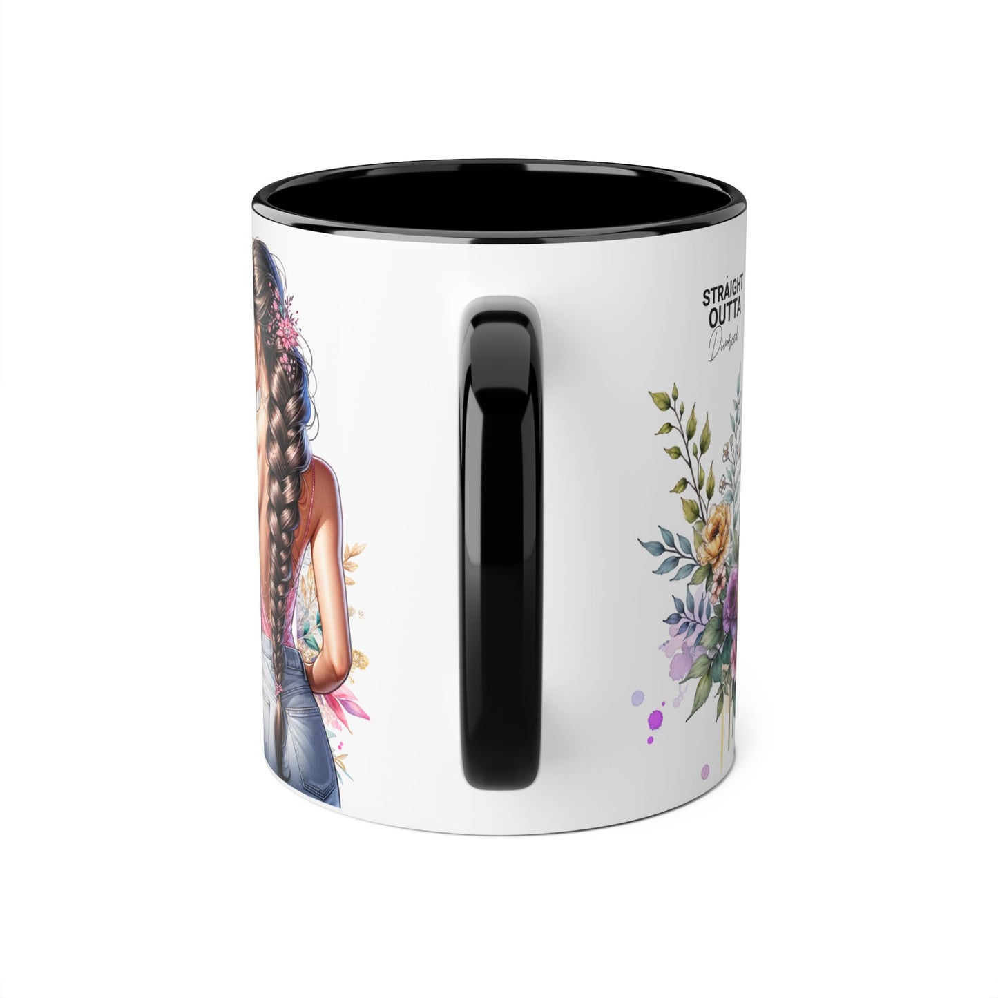 Straight Outta Divorced Humoristic Accent Mug | Floral Design Coffee Mug, Gift for Her, Inspirational Mug, Home Decor, Birthday Gift