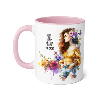 I Am My Own Happily Ever After Empowering Floral Mug, Perfect Gift for Self-Love, Coffee Lovers, or Celebrations like Birthdays and Weddings