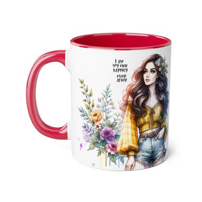 Inspirational Floral Accent Mug - 11oz, 'I Am My Own Happily Ever After '
