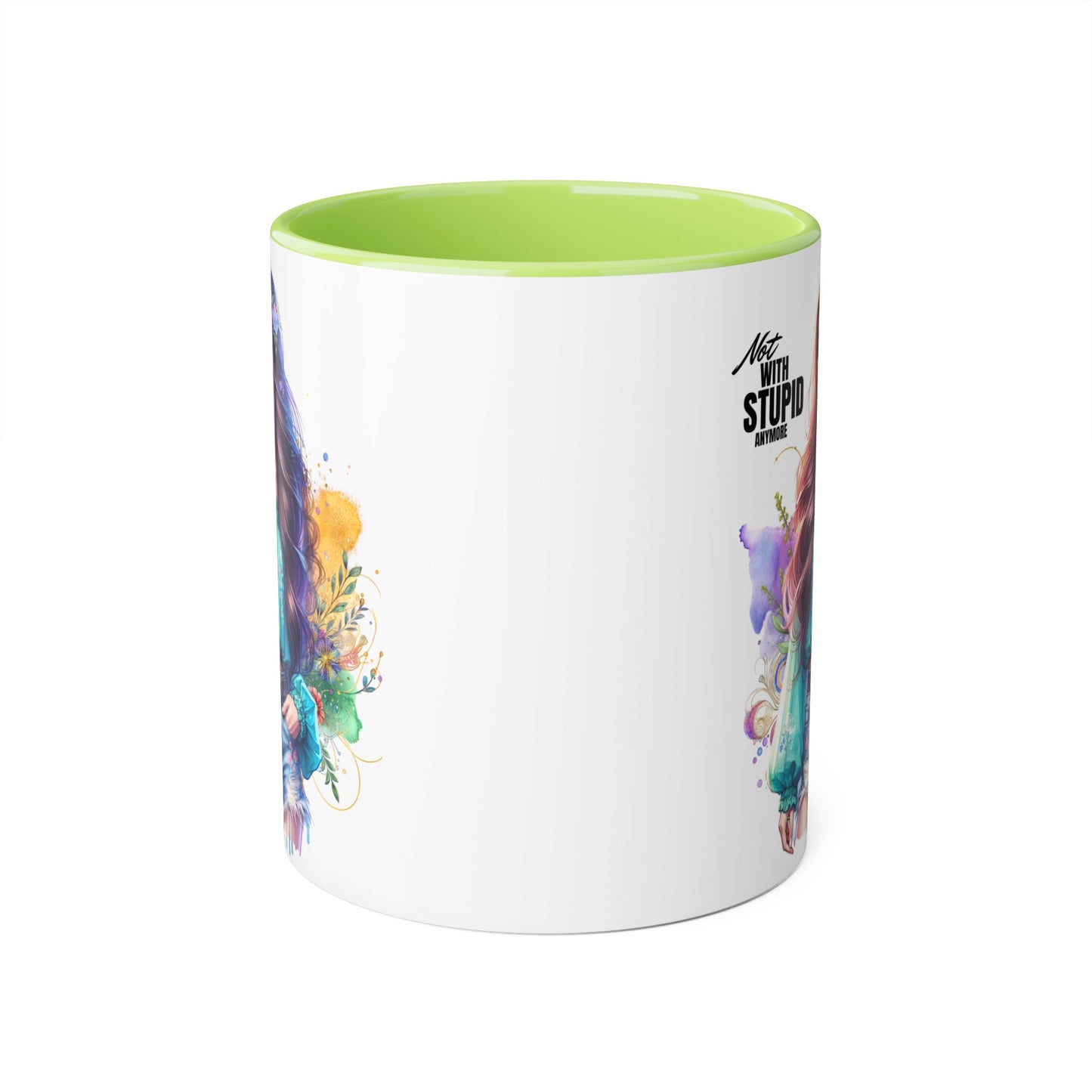 Not With Stupid Anymore Humoristic 11oz Accent Mug This humoristic mug