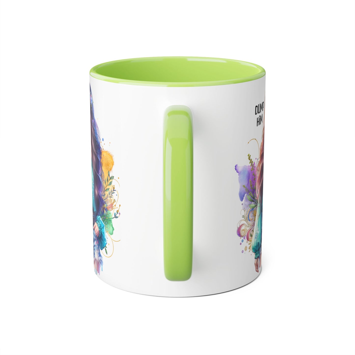 Colorful Dump Him Accent Mug, Inspirational Coffee Cup, Gift for Friends, Motivational Tea Mug, Fun Art Ceramic Cup