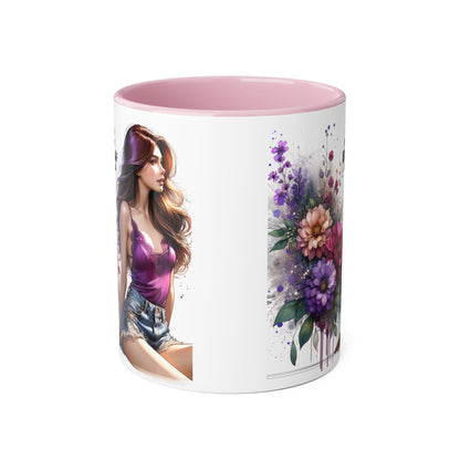 Chic Floral Accent Mug - Perfect for Coffee Lovers, Gift for Her, Home Decor, Floral Art Mug, Unique Drinkware
