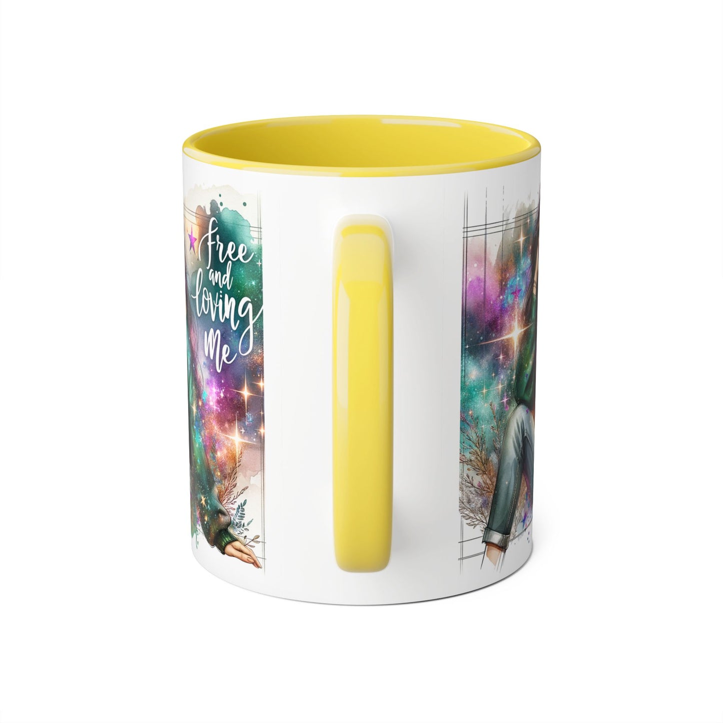 Mystical Art Accent Mug - Free and Loving Me, Unique Gift, Coffee Lover, Inspirational Decor, Fantasy Themed