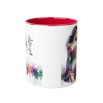I Was Married Before But I'm Better Now Humoristic Floral Art Accent Mug, Inspirational Coffee Cup, Unique Gift for Her, Spring Decor, Creative Homeware