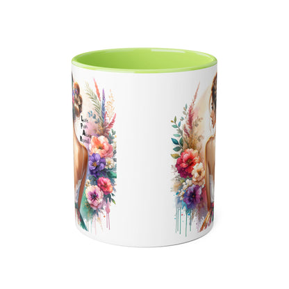 Floral Latte Mug, Inspirational Coffee Cup, Boho Style Mug, Gift for Her, Art Print Mug, Relaxing Beverage Mug