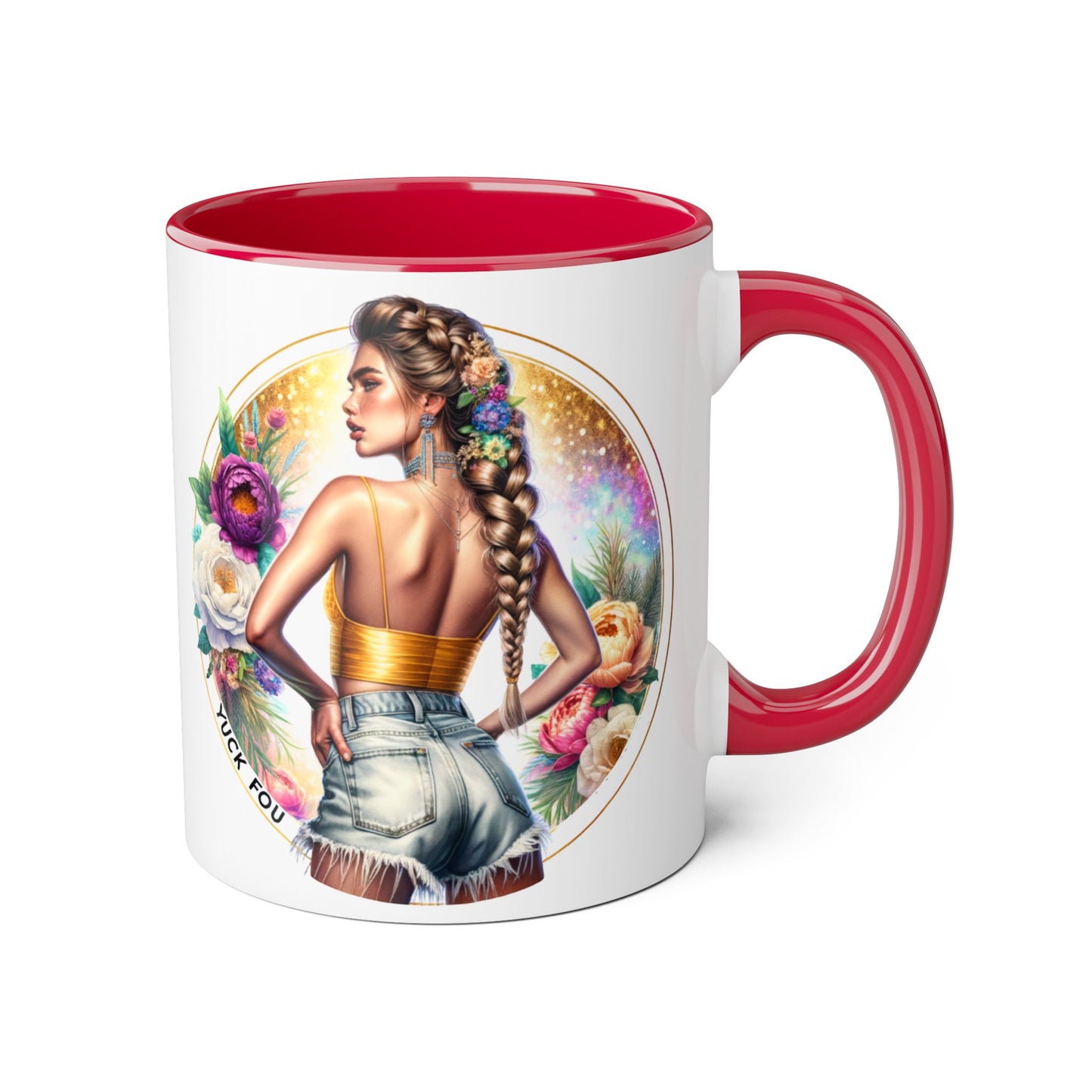 Yuck Fou Artistic Accent Mugs - Beautiful Floral Designs for Coffee Lovers, Gift for Friends, Home Decor, Birthday, Everyday Use