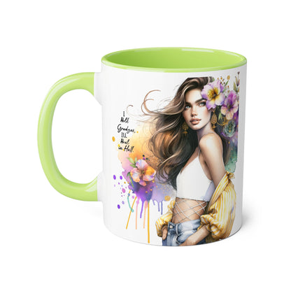 I Hold Grudges, I'll Heal in Hell  Humoristic Elegant Floral Accent Mugs for Coffee Lovers, Inspirational Gift, Home Decor, Unique Art, Perfect for Birthdays, Mother’s Day