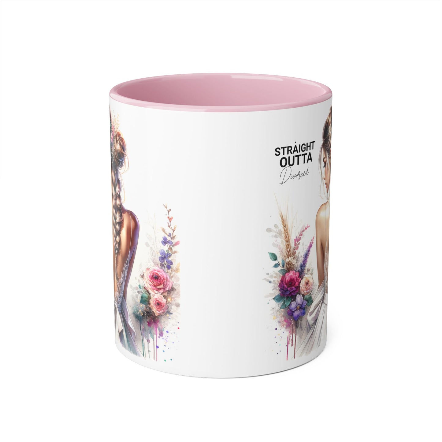 Straight Outta Divorced Humoristic Elegant Floral Accent Mug, Perfect Gift for Weddings, Bridesmaid, Coffee Lovers, Home Decor, Floral Mug, Art Mug