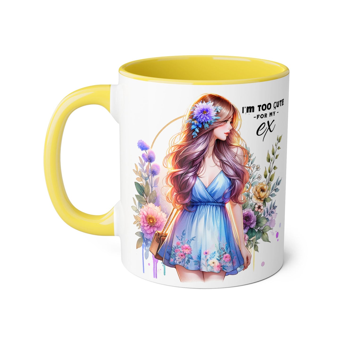 I'm Too Cute For My Ex Floral Ex-Partner Mug, Coffee Cup for Breakup Gifts, Girlfriend Present, Humor Mug, Cute Gift Idea for Her