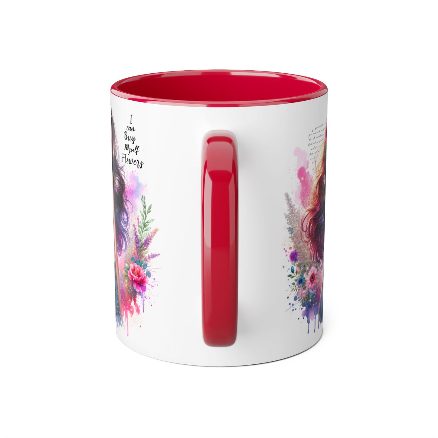 I Can Buy Myself Flowers Floral Art Coffee Mug, Botanical Gift for Her, Colorful Mug for Tea, Art Lover Present, Inspirational Quote Cup
