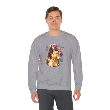 I Am My Own Happily Ever After  Floral Goddess Crewneck Sweatshirt - Boho Chic, Cozy Style, Perfect for Spring, Gift for Her, Casual Wear, Everyday Comfort