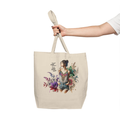I Don`t Make Mistakes, I Just Date Them Bohemian Floral Canvas Shopping Tote, Eco-Friendly Market Bag, Book Lover Gift, Stylish Grocery Tote, Summer Beach Carryall