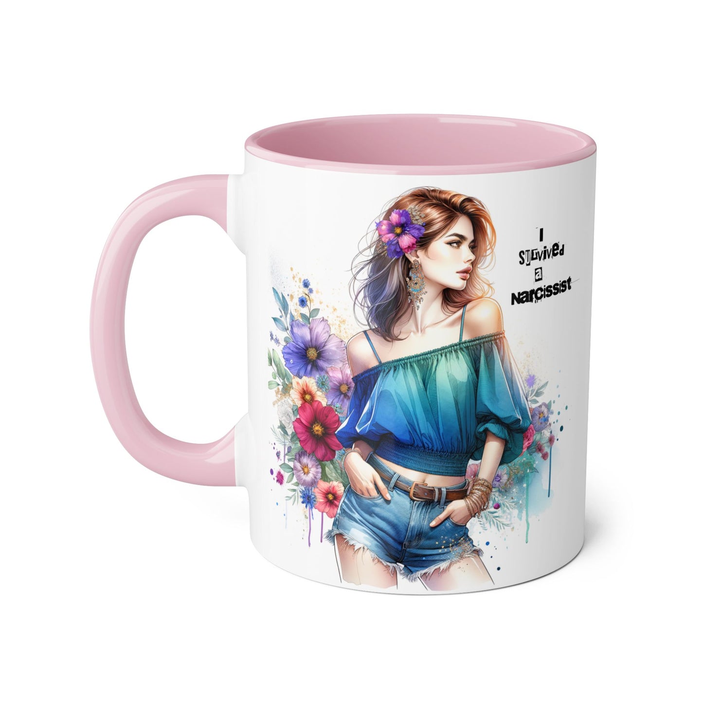 Stylish Floral Accent Mug, Trendy Coffee Cup, Gift for Her, Birthday Mug, Inspirational Drinkware
