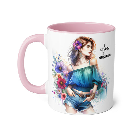 Stylish Floral Accent Mug, Trendy Coffee Cup, Gift for Her, Birthday Mug, Inspirational Drinkware