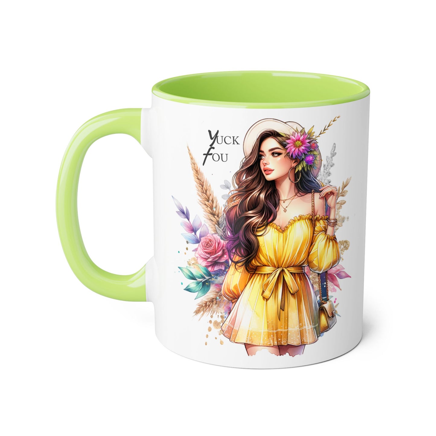 Yuck Fou Chic Floral Accent Mug, Black-Handled Coffee Cup, Gift for Her, Boho Kitchen Decor, Unique Birthday Present, Fun Art Mug, [...]