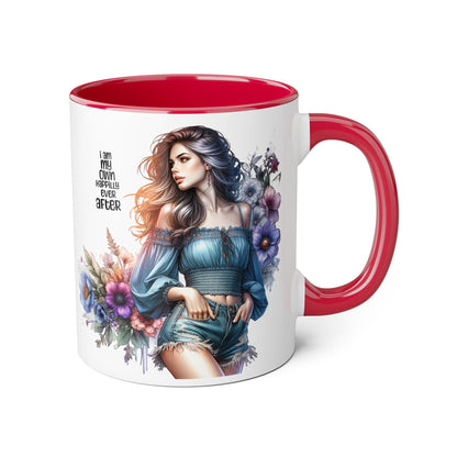 I Am My Own Happily Ever After Whimsical Floral Accent Mug - Perfect Gift for Her, Inspirational Coffee Cup, Self-Care Quotes, Boho Decor, Unique Tea Mug