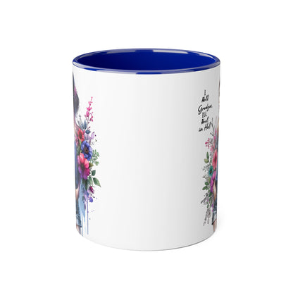 I Hold Grudges, I'll Heal in Hell  Humoristic Floral Accent Mug, 11oz Coffee Cup for Grandma, Gift for Her, Birthday Present, Mother's Day, Home Decor, Floral Design