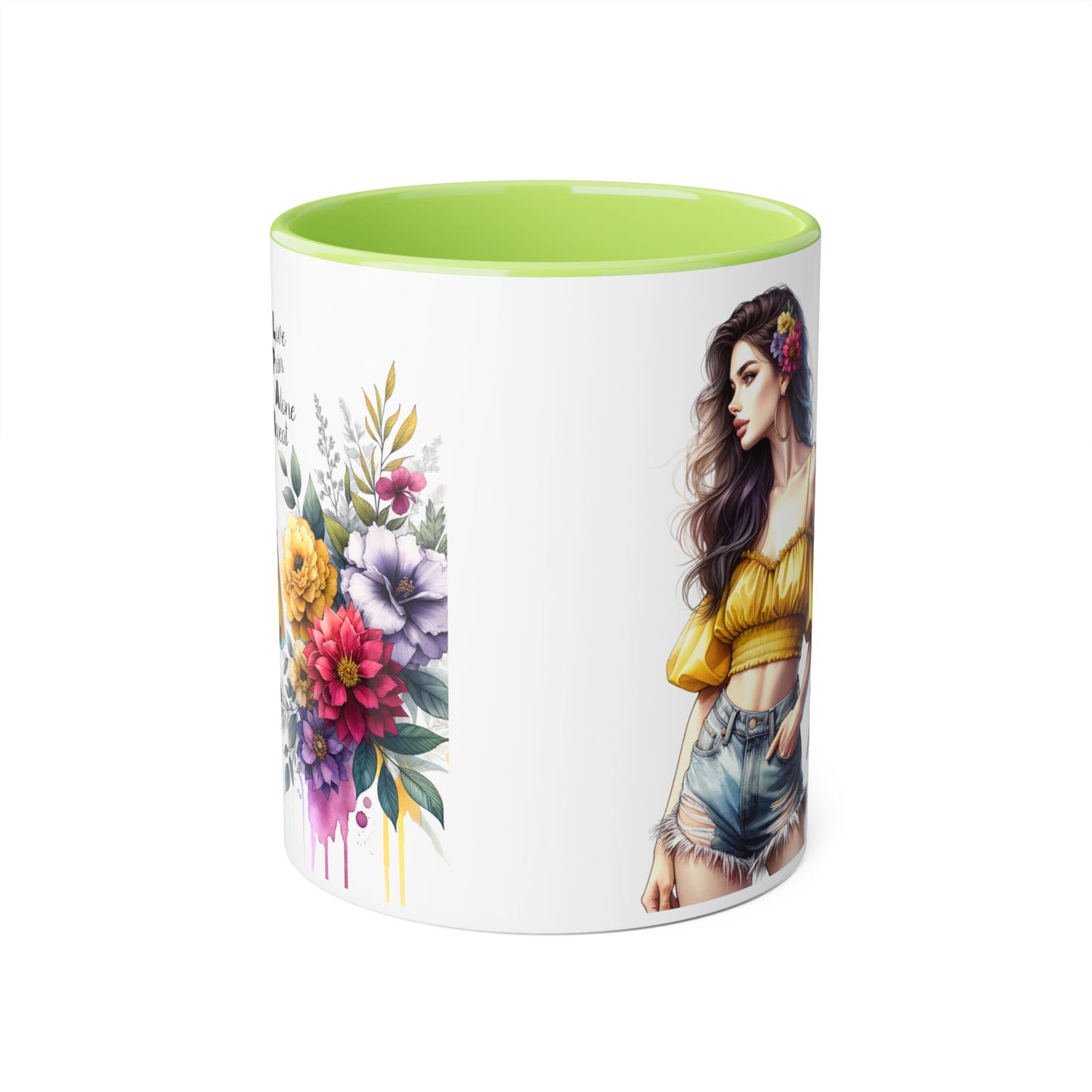 Boho Floral Accent Mug, Stunning Gift for Tea Lovers, Home Decor, Coffee Lover's Gift, Birthday Present, Art Print Mug